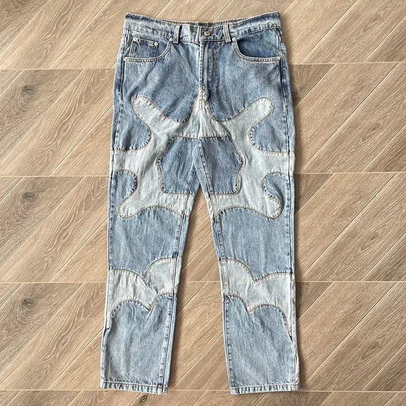 Glo Gang Multi Denim Flare patchwork jeans