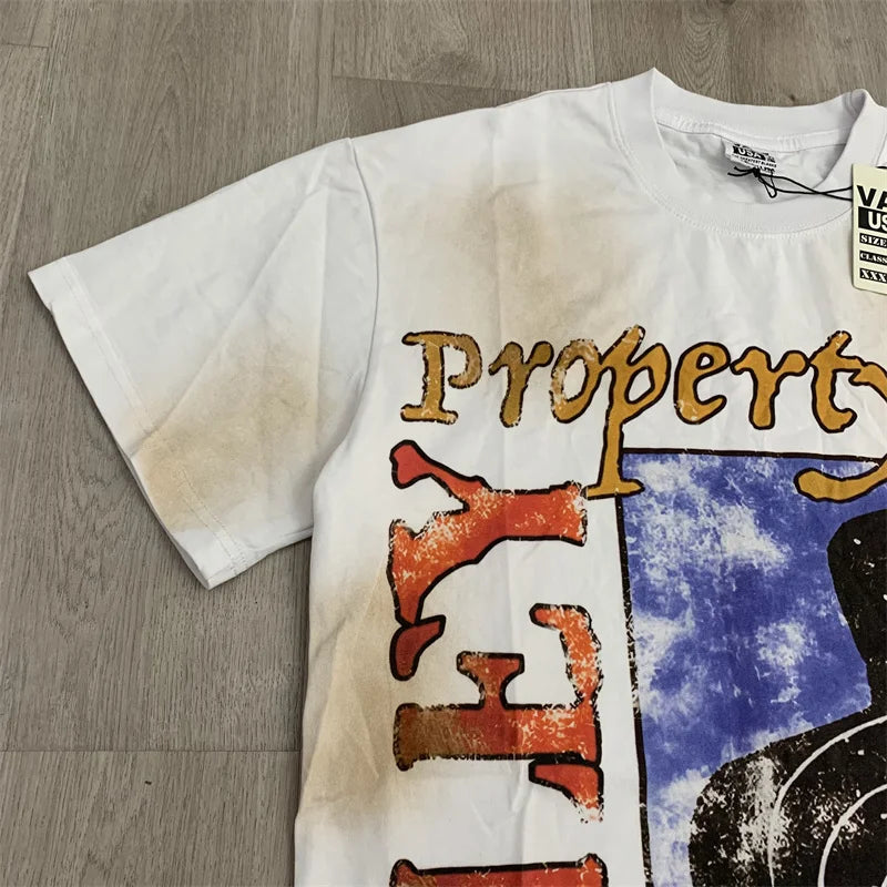 Vale White Ink Direct Spray Stir Fried Salt Washed Water To Make Old Pure Cotton t-Shirt