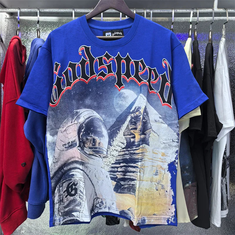 Godspeed Tower Printed High Quality Casual Round Neck Short Sleeve