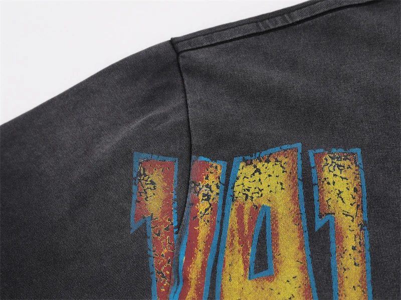 VALE2025 Retro Washed City Wall Poster Printed Fashion T-shirt