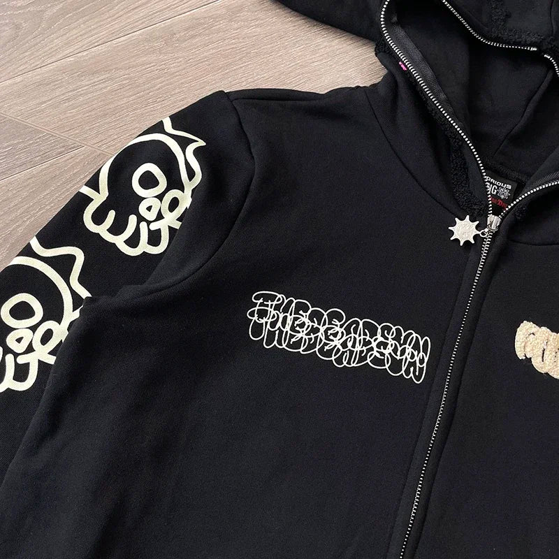 Glo Gang The Glory Full Zip Drink embroidered  zipper hoodie