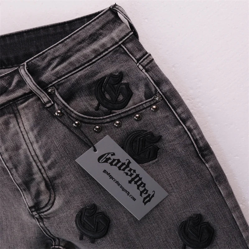 Godspeed Embroidered Jean shorts