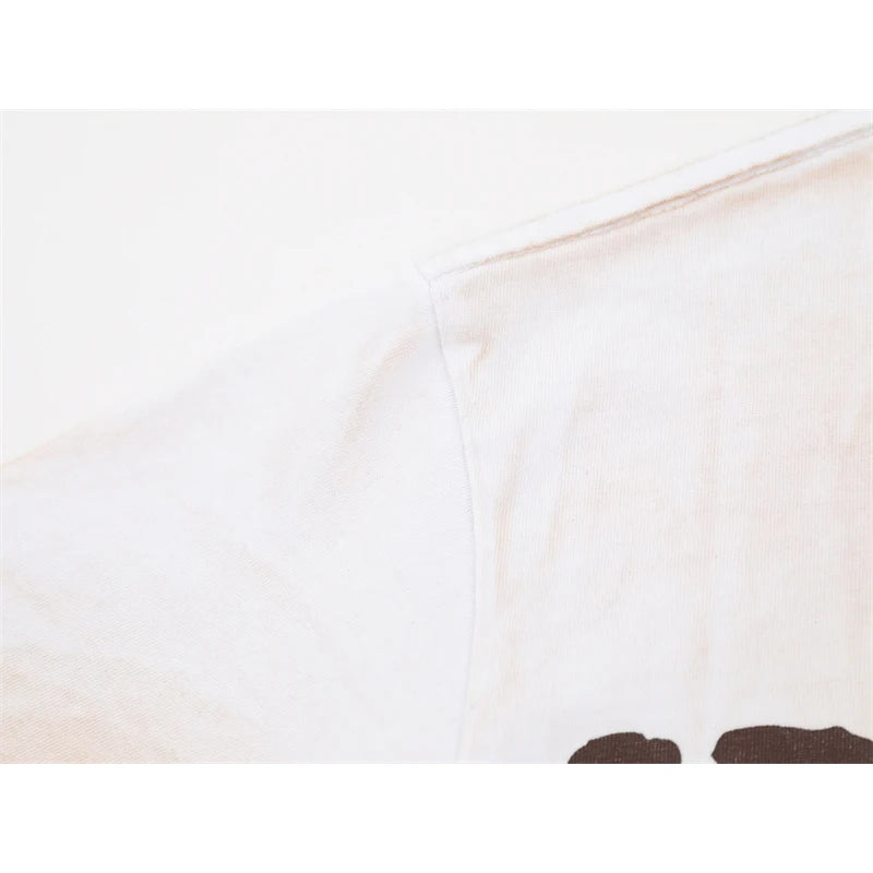 VALE2025 Latest Letter Slogan White Mud Print Fashion T-shirt