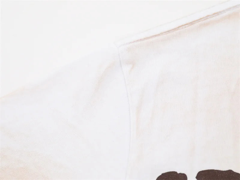 VALE2025 Latest Letter Slogan White Mud Print Fashion T-shirt