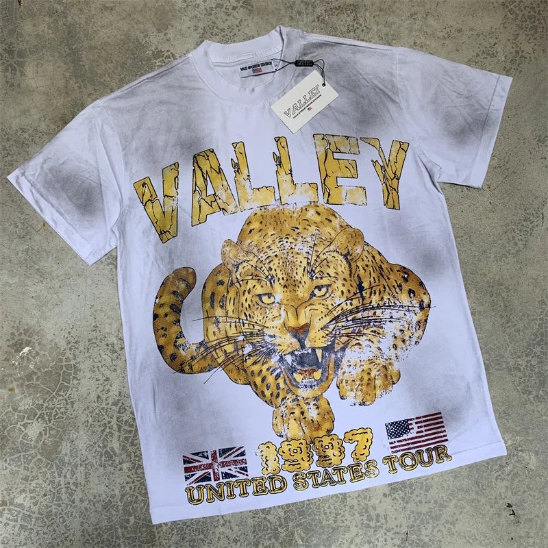 Vale2025 Latest European And American White Mud Printed Fashion t-Shirt