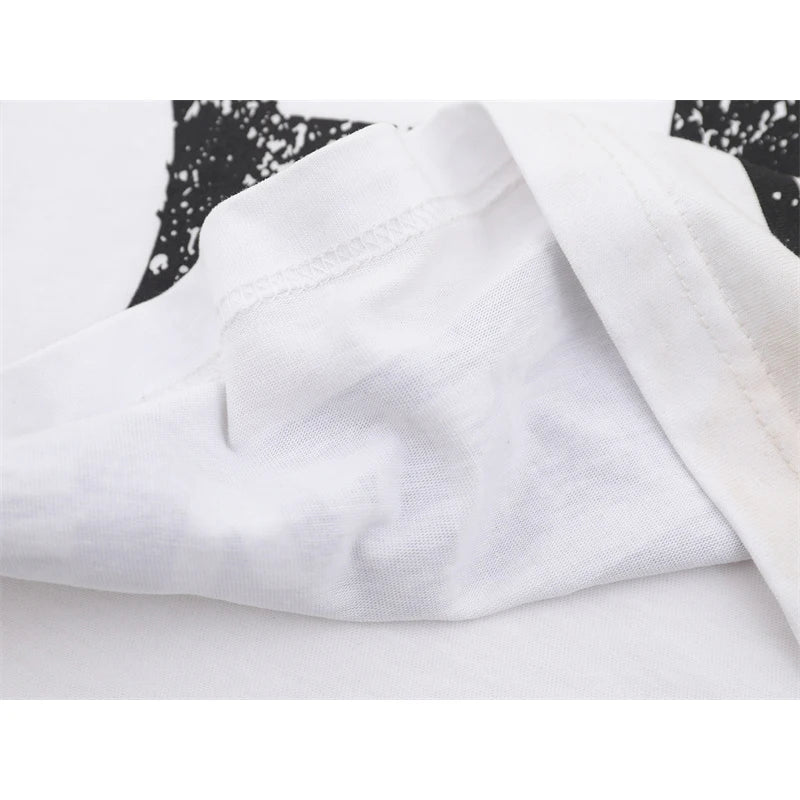 VALE2025 Latest Letter Slogan White Mud Print Fashion T-shirt