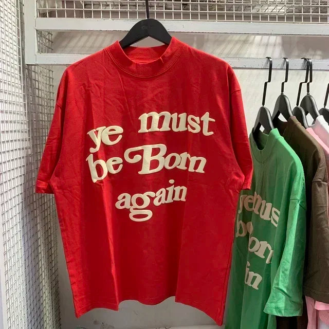 New Spring Summer Puff Ye Must Be Born Again Green T-shirt Men Women CPFM Tee CPFM.XYZ Kanye West Short Sleeve Tops