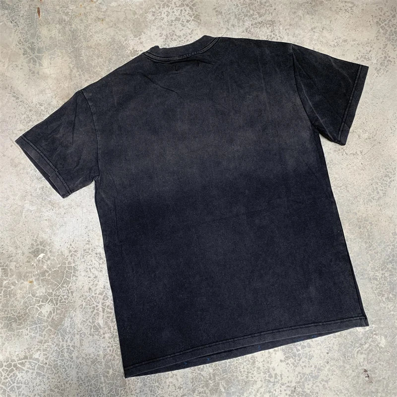 Vale Hot Stamping And Washing Water To Make Old Pure Cotton Short Sleeved t-Shirt