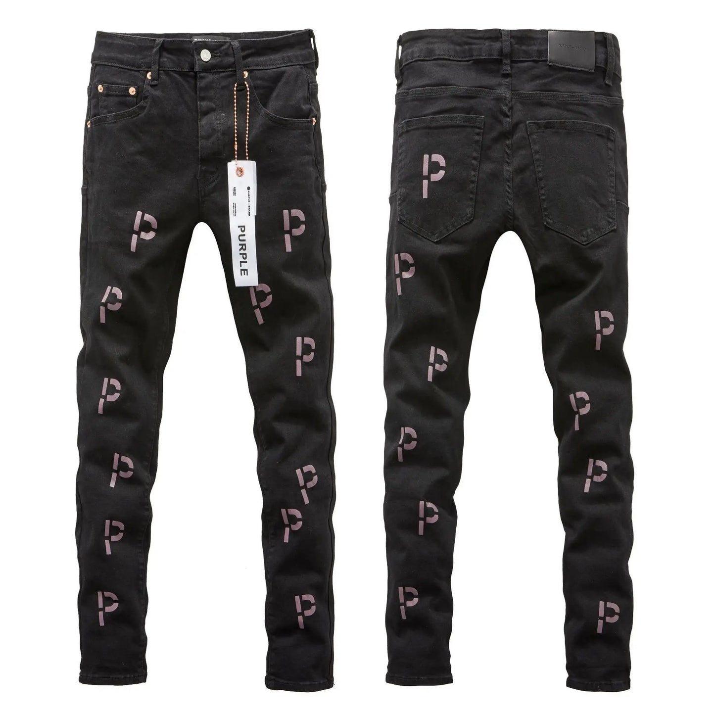 Purple Jeans American High Street Ripped Patch Paint Point Trendy Retro Small Foot Jeans