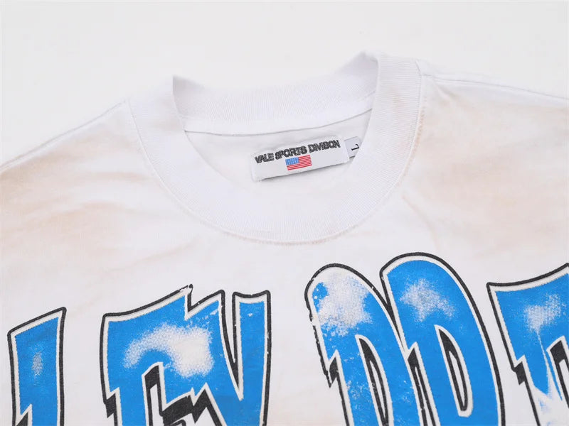 VALE2025 Pictorial Pattern White Mud Print Fashion T-shirt