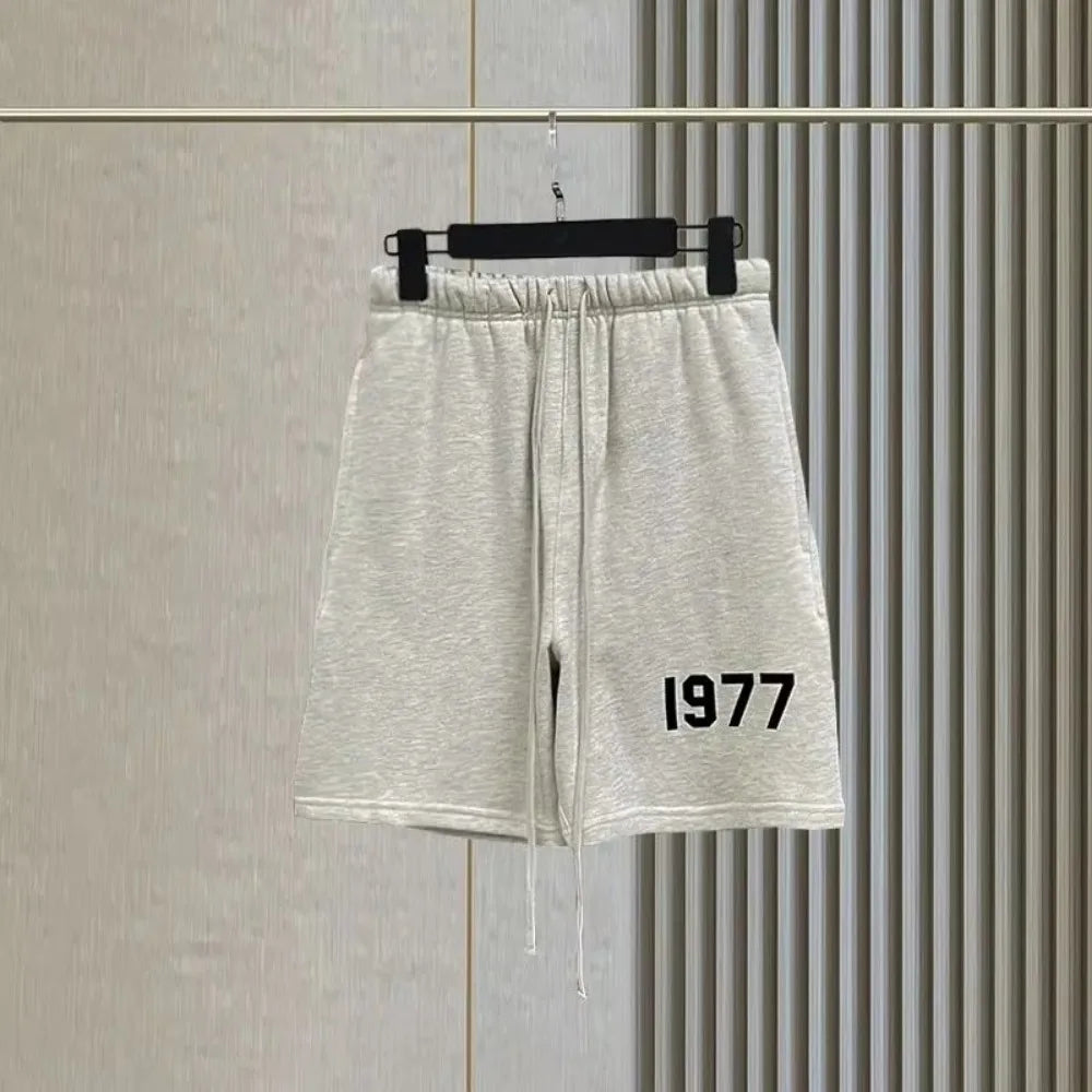 2025 Latest Men's Cotton Shorts Casual Loose Beach Shorts Vintage Letter Print Sports Fashion Five Point Shorts Men's Clothing