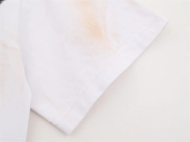 Vale Pure Cotton Baseball Printed Distressed t-Shirt