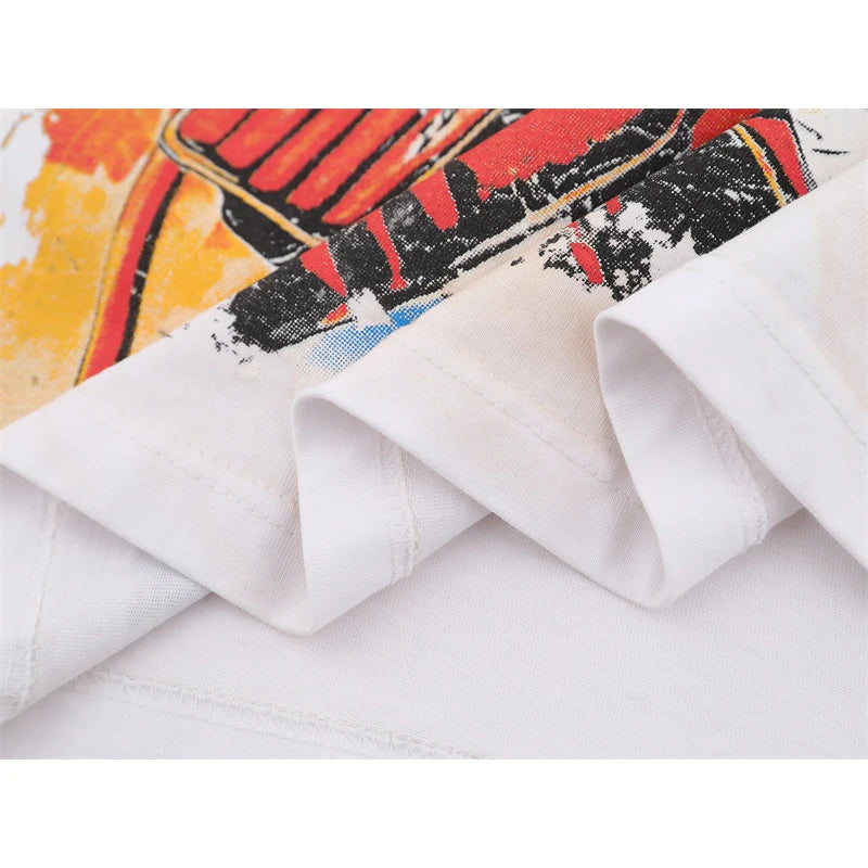 Vale Pure Cotton Baseball Printed Distressed t-Shirt