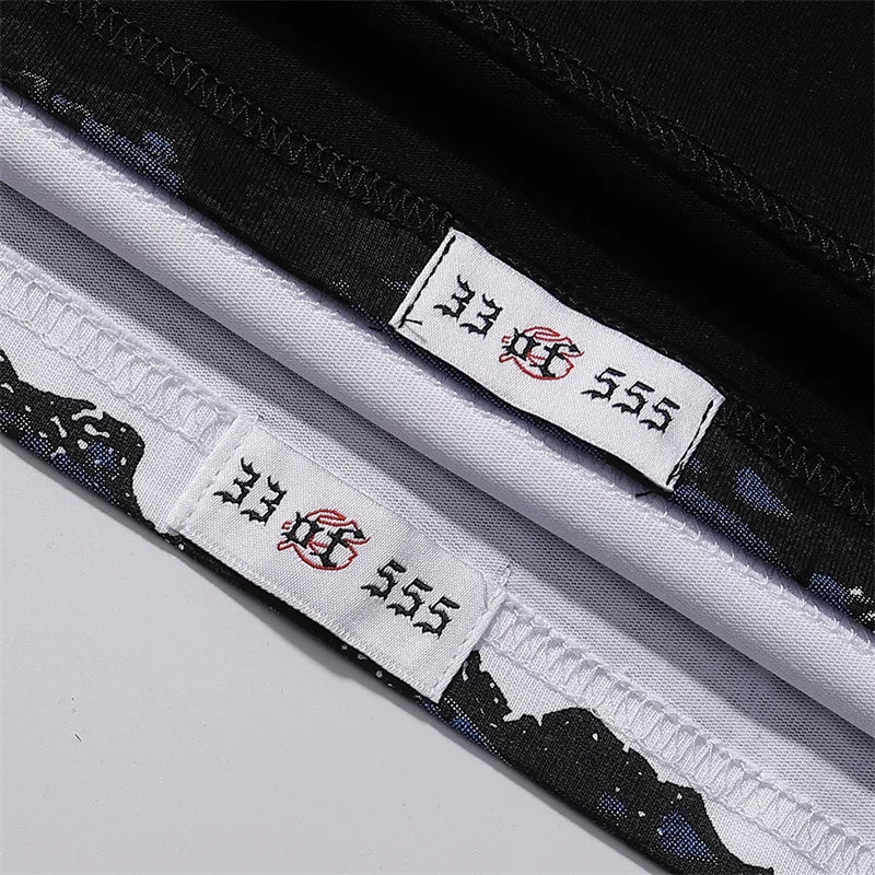 Godspeed Skeleton Landscape Printed Cotton Casual Short Sleeved T-shirt For Men And Women