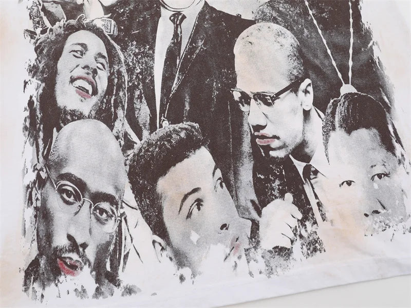 VALE2025 Pictorial Pattern White Mud Print Fashion T-shirt