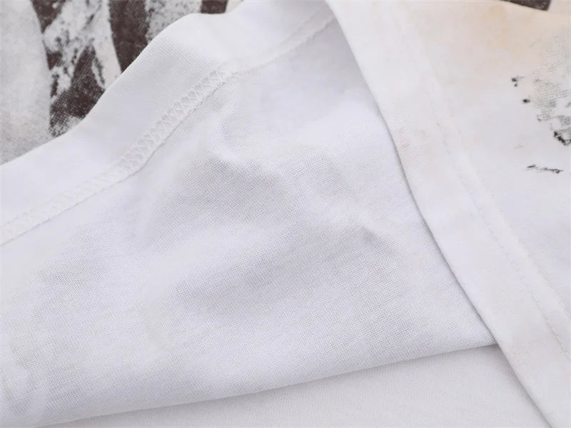 VALE2025 Pictorial Pattern White Mud Print Fashion T-shirt