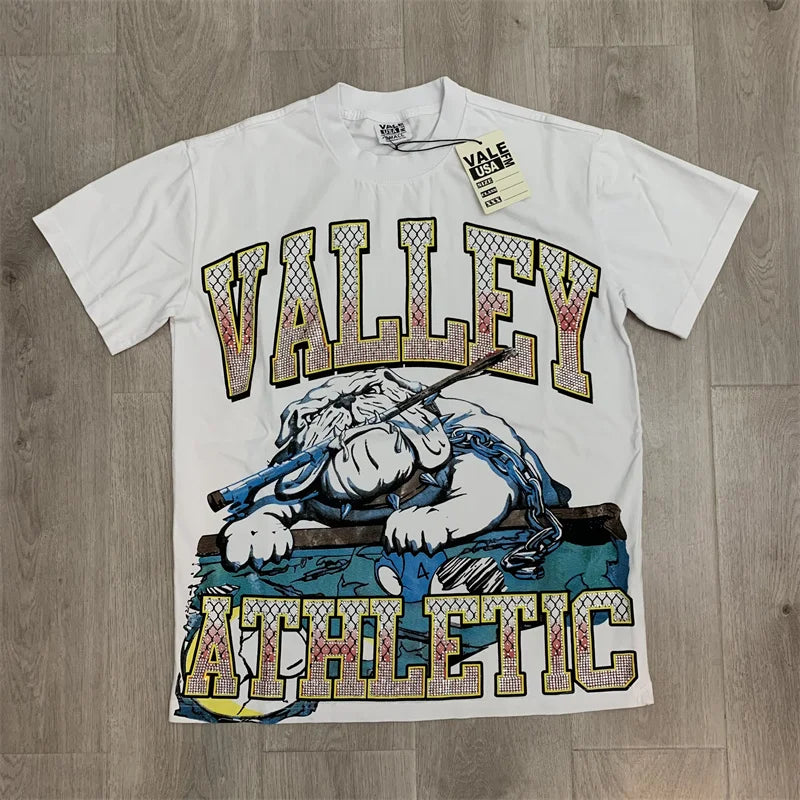 American Fashion Vale Hot Diamond Printed 100% Cotton Short Sleeved t-Shirt