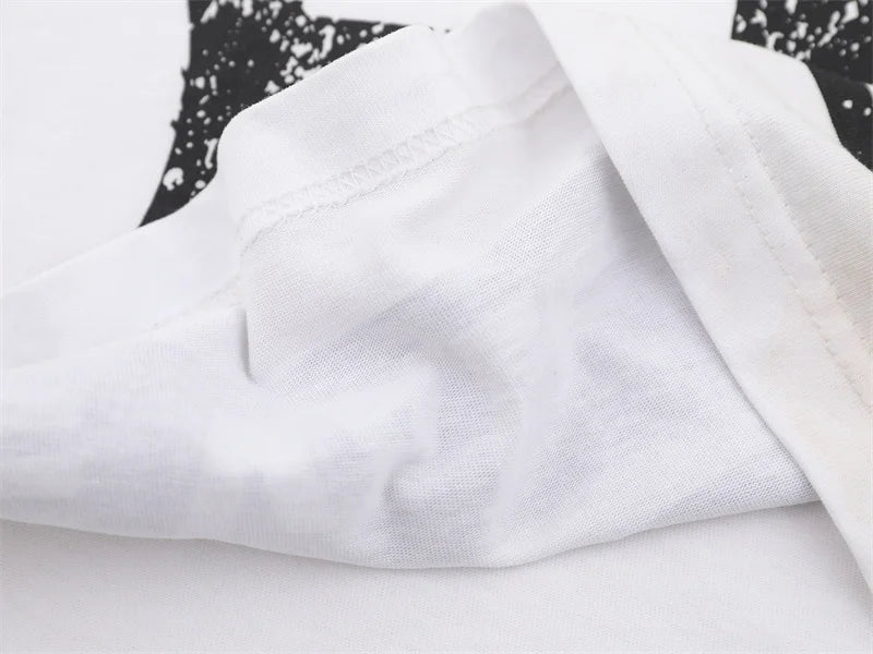 VALE2025 Latest Letter Slogan White Mud Print Fashion T-shirt