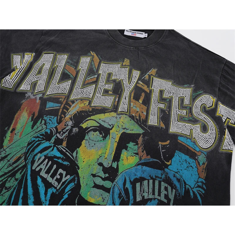 Vale Hot Stamping And Washing Water To Make Old Pure Cotton Short Sleeved t-Shirt