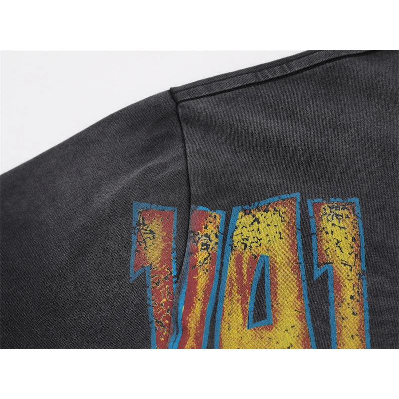 VALE2025 Retro Washed City Wall Poster Printed Fashion T-shirt