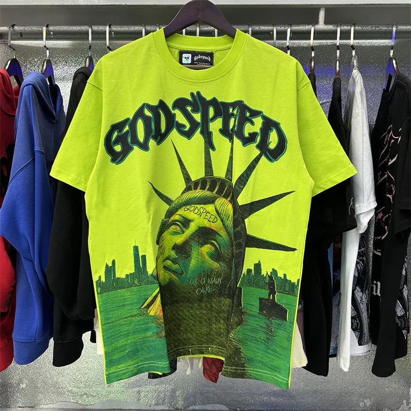 Godspeed Goddess Print Pure Cotton Round Neck t-Shirt