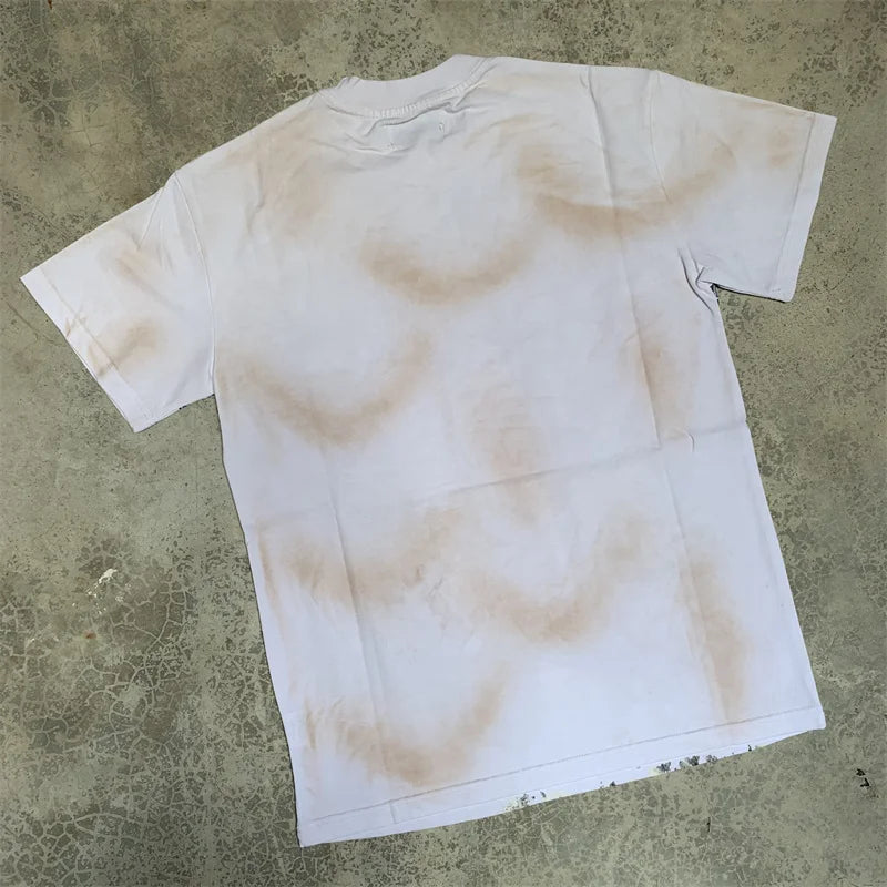VALE2025 Pictorial Pattern White Mud Print Fashion T-shirt