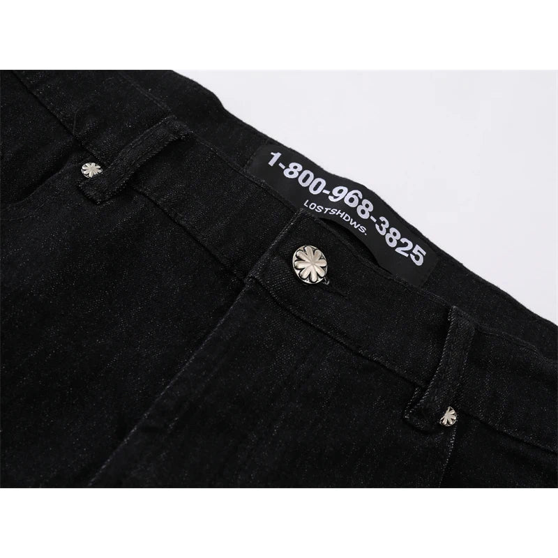 LOST High Quality Trendy Simple Embroidery Fashion Cowboy Casual Pants