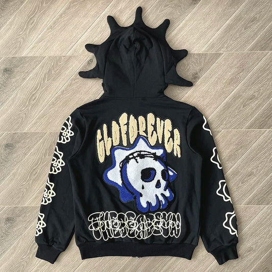 Glo Gang The Glory Full Zip Drink embroidered  zipper hoodie