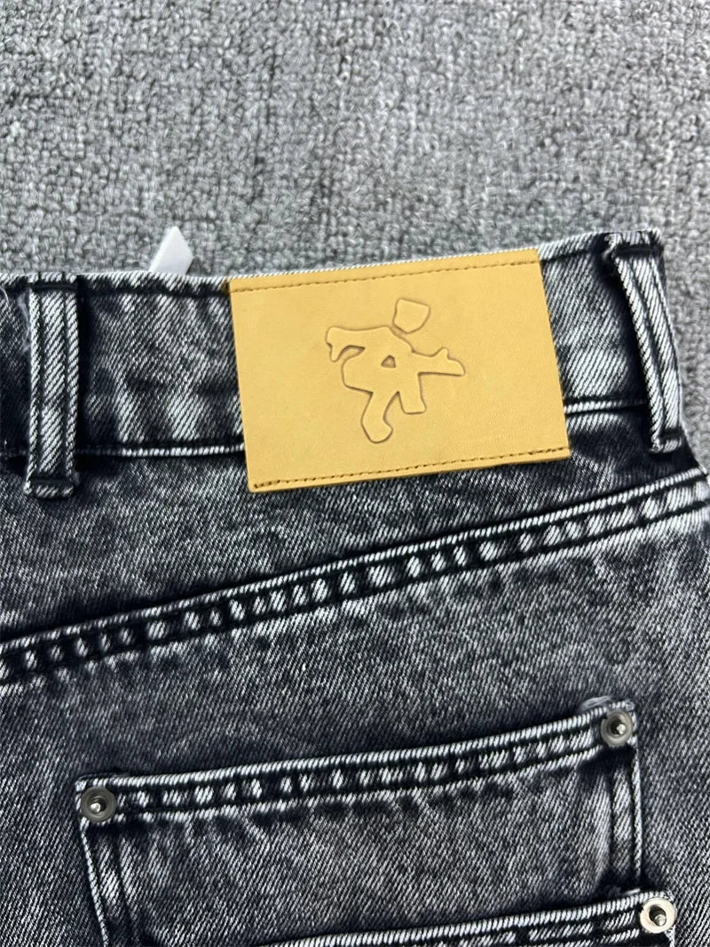 Project Retro Washed Letter Embroidered workwear Cowboy Casual Shorts