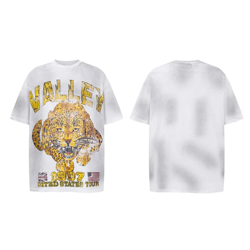 Vale2025 Latest European And American White Mud Printed Fashion t-Shirt