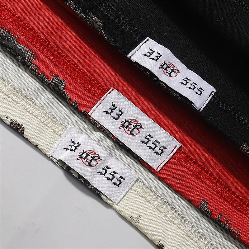 Godspeed Newspaper Skull Print Pure Cotton Casual Short Sleeved t-Shirt