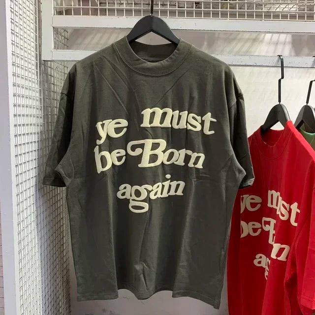 New Spring Summer Puff Ye Must Be Born Again Green T-shirt Men Women CPFM Tee CPFM.XYZ Kanye West Short Sleeve Tops