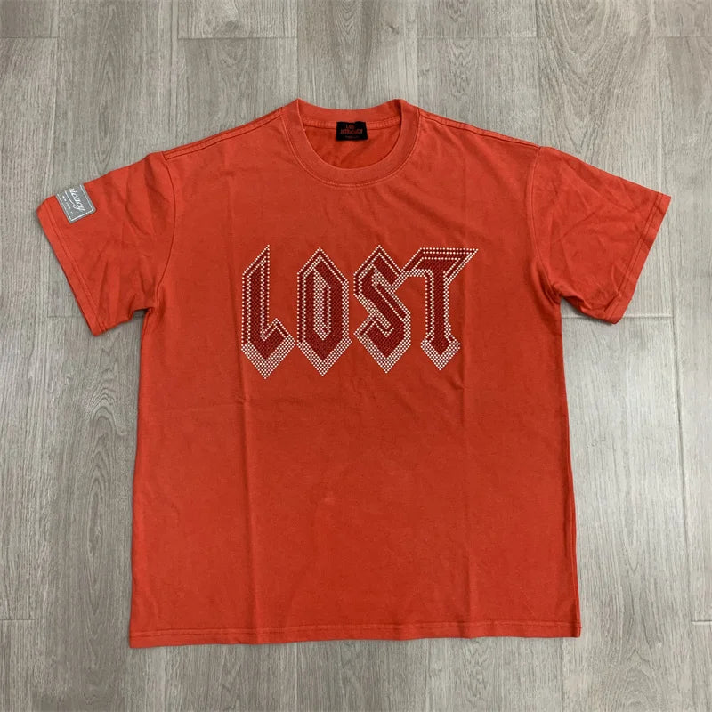 Vale Hot Diamond Washed Water Horse Willow Used Cotton Short sleeved T-shirt