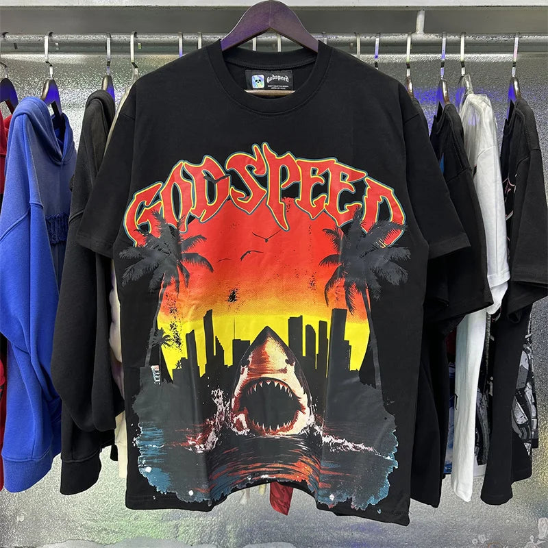Godspeed City Coconut Tree out of many one Printed High Quality Cotton Casual T-shirt