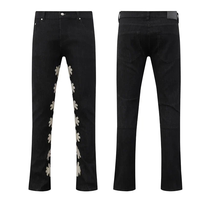 LOST High Quality Trendy Simple Embroidery Fashion Cowboy Casual Pants