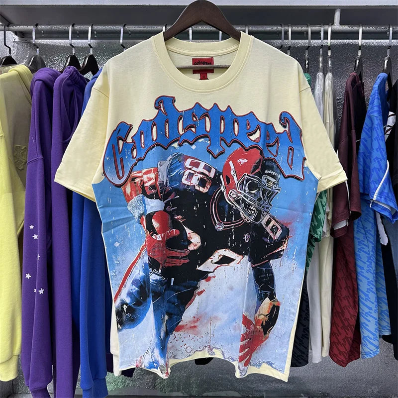 Godspeed Rugby Print Pure Cotton Casual Short Sleeved Shirt