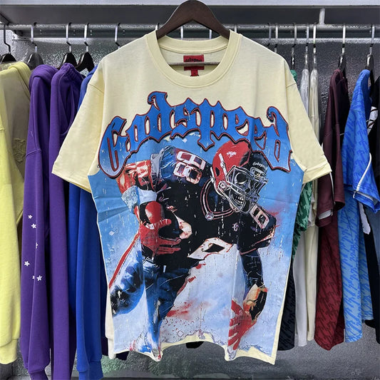 Godspeed Rugby Print Pure Cotton Casual Short Sleeved Shirt