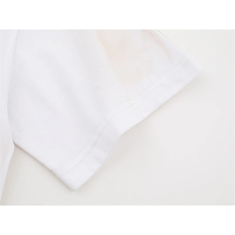 VALE2025 Latest Letter Slogan White Mud Print Fashion T-shirt