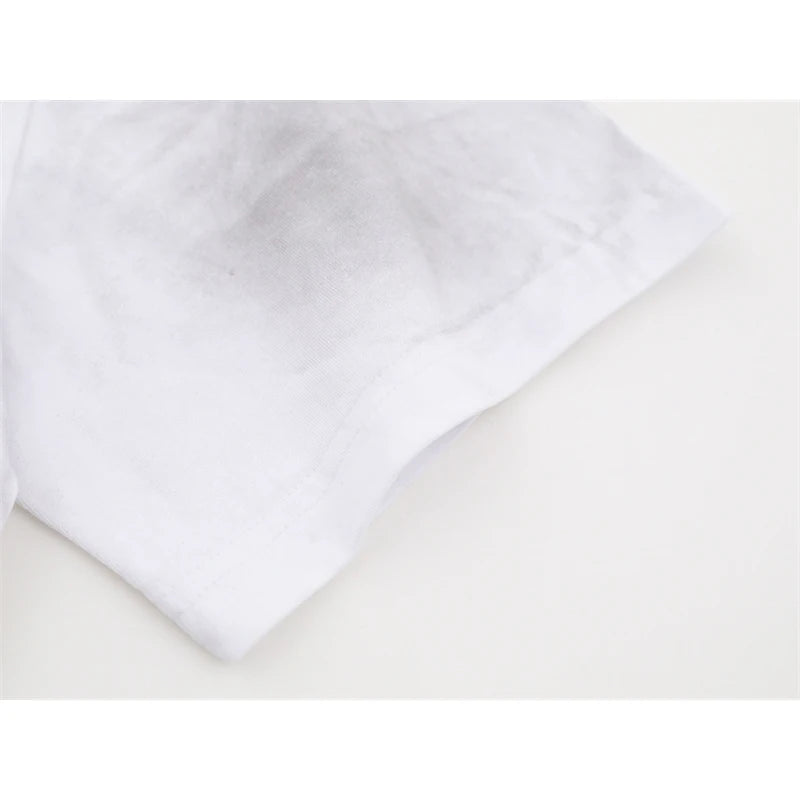 Vale2025 Latest European And American White Mud Printed Fashion t-Shirt