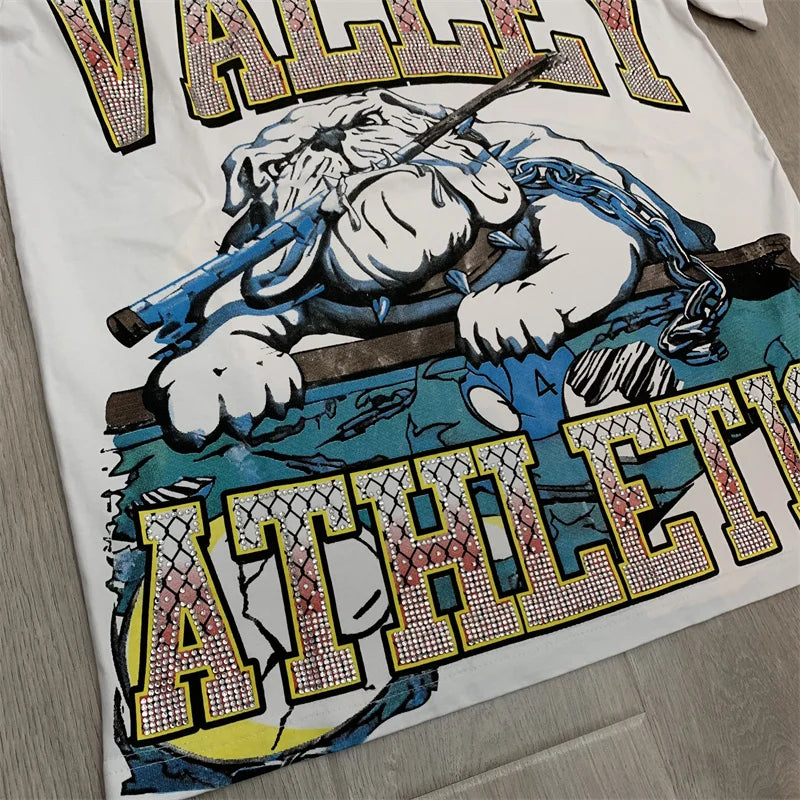 American Fashion Vale Hot Diamond Printed 100% Cotton Short Sleeved t-Shirt