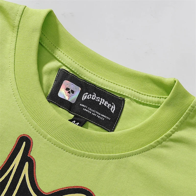 Godspeed Printed High-Quality Double Yarn Pure Cotton Casual Short Sleeved t-Shirt