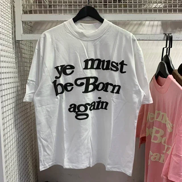 New Spring Summer Puff Ye Must Be Born Again Green T-shirt Men Women CPFM Tee CPFM.XYZ Kanye West Short Sleeve Tops