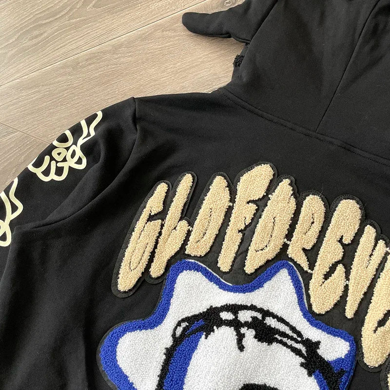 Glo Gang The Glory Full Zip Drink embroidered  zipper hoodie