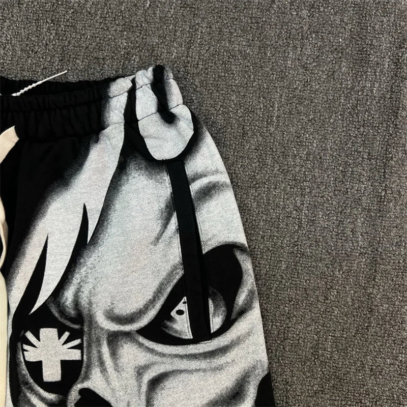 Vert Retro Washed Water Embroidered Mud Print Drawstring Letter Loose Casual Shorts