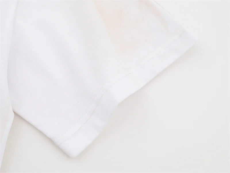 VALE2025 Latest Letter Slogan White Mud Print Fashion T-shirt