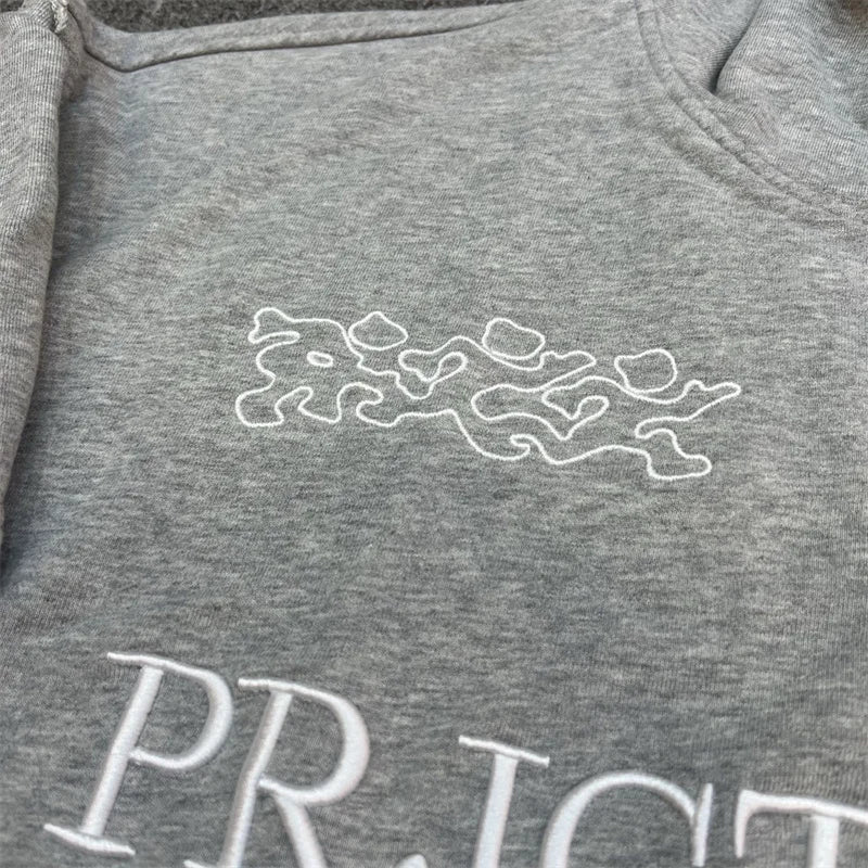 Project Zipper Splicing Cotton Grey Hoodie