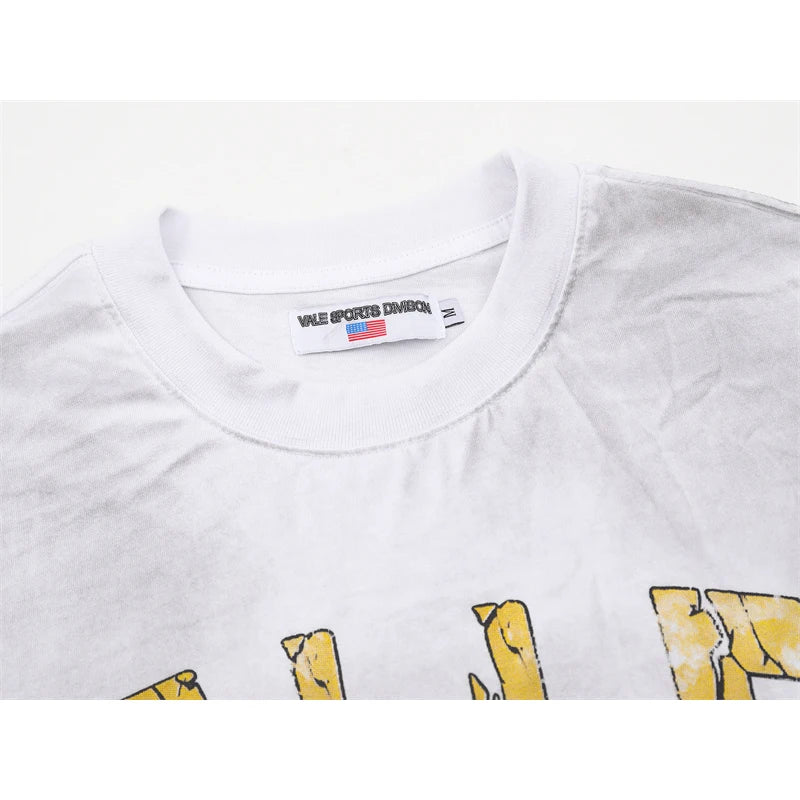 Vale2025 Latest European And American White Mud Printed Fashion t-Shirt