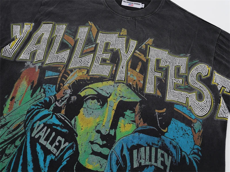 Vale Hot Stamping And Washing Water To Make Old Pure Cotton Short Sleeved t-Shirt