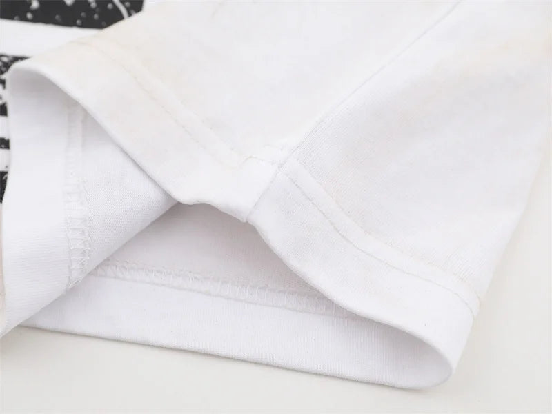 VALE2025 Latest Letter Slogan White Mud Print Fashion T-shirt