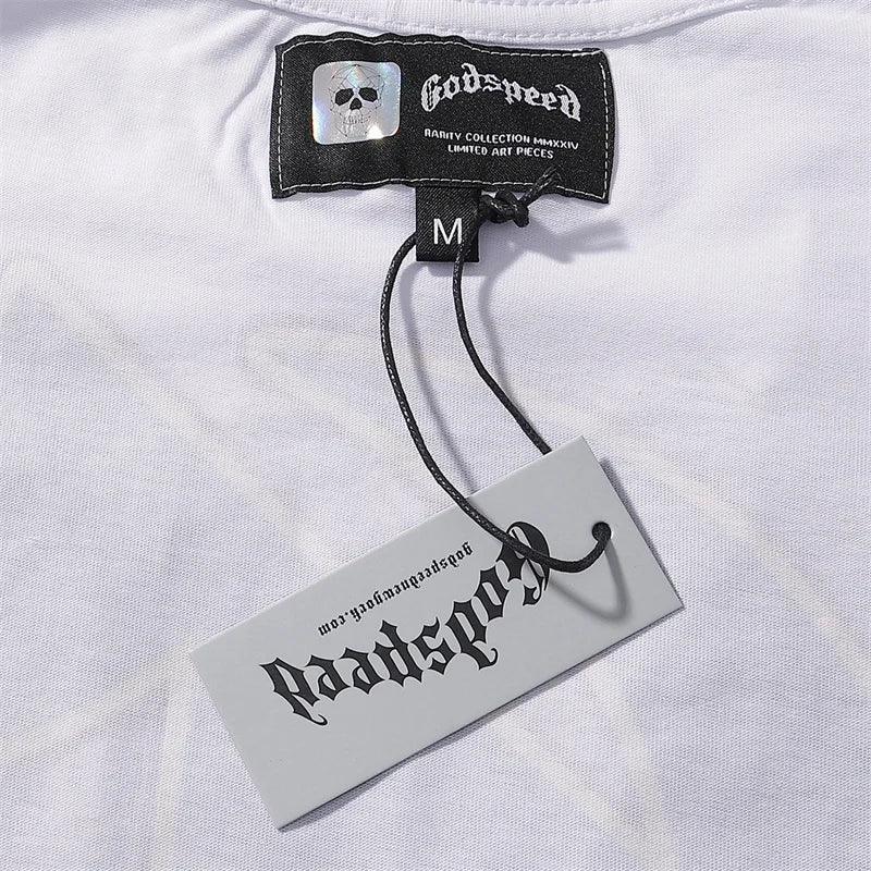 Godspeed Speedboat Print High-Quality Round Neck Short Sleeved Shirt